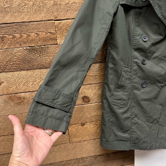 🫶 Banana Republic Petite XS Olive Green Double-Breasted Trench Coat - Picture 5 of 9